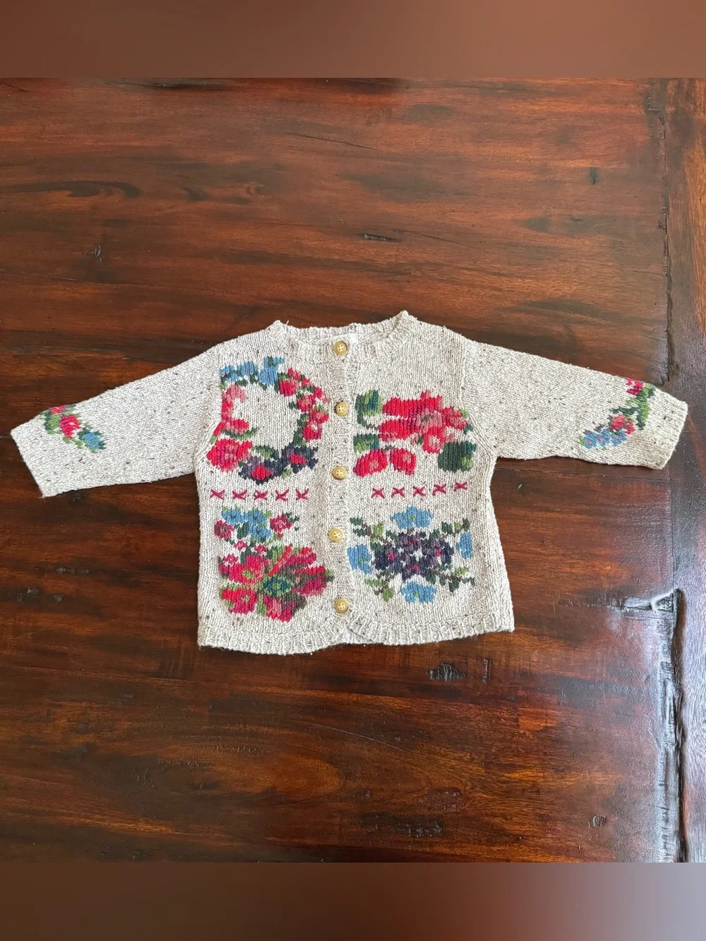 Vintage Multicolored Baby Gap Cardigan 90s Floral Baby Toddler S 3-12 Months